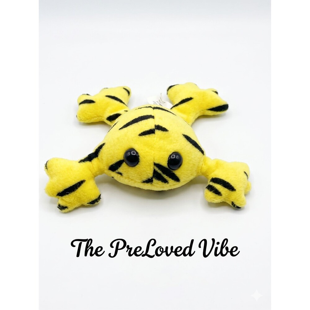 Vintage Stuffins Yellow Black  Frog Stuff Animal Plush